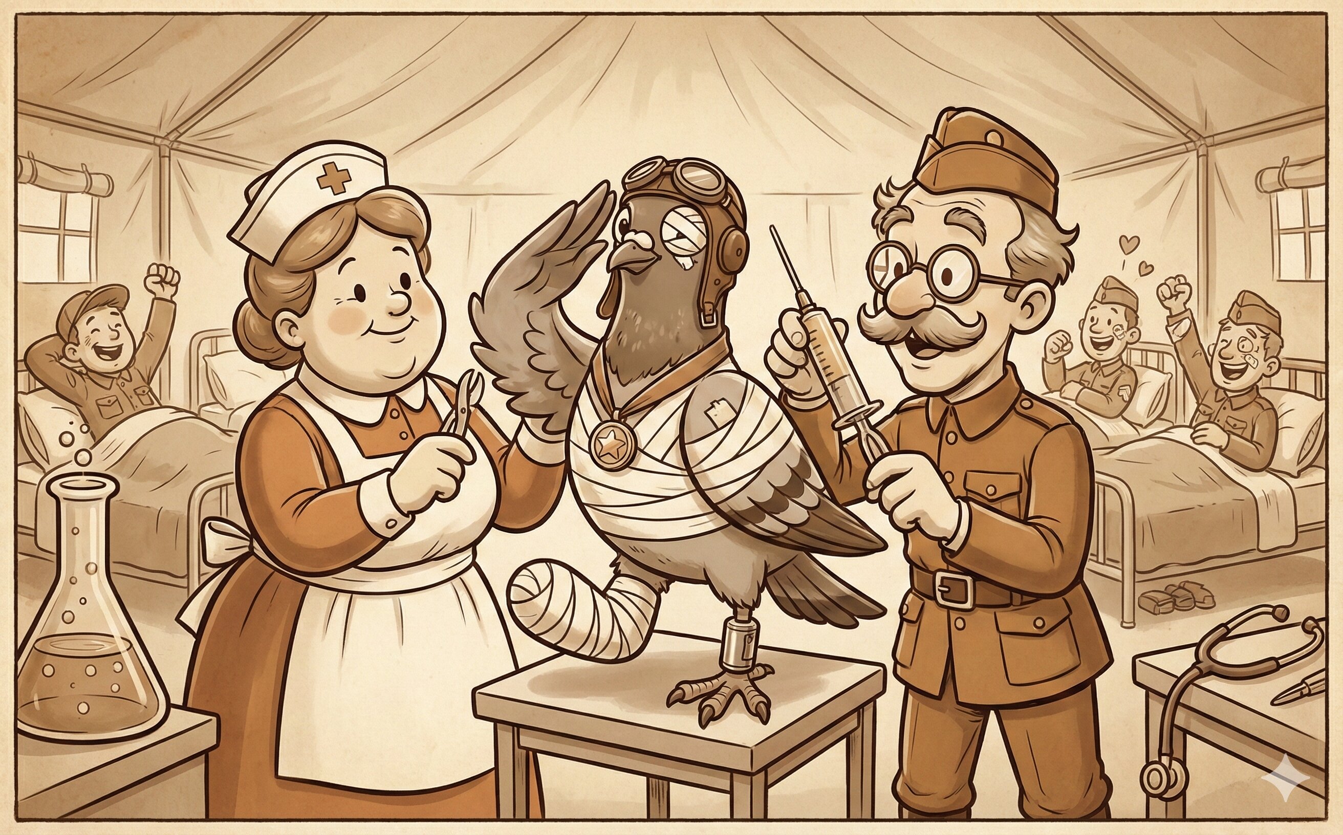 Cher Ami in hospital